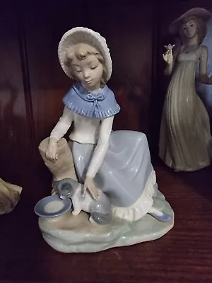 NAO Lladro Figurine Lady With Cat • $95