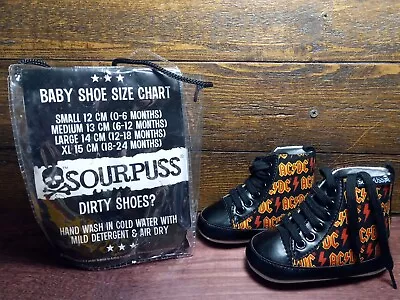 Sourpuss AC/DC Canvas Baby Shoes Size Small 0-6 Months Rock Music Memorabilia  • £34.99