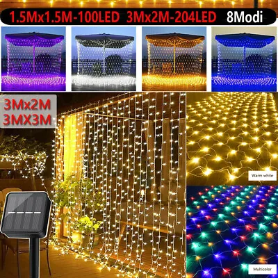 £7.99 • Buy Solar Powered LED Net Mesh String Fairy Lights Xmas Garden Wedding Party Decor