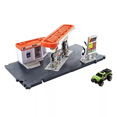 Cars Playset Action Drivers Fuel Station & 1:64 Scale Toy Truck Moveable Ga... • $30.99