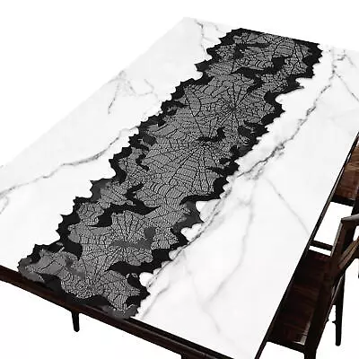 Halloween Table Runner Spooky Bat Cobweb Lace Table Runner 13x68Inch Decorations • $9.01