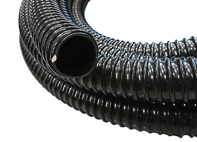 Black Corrugated Pvc Flexible Garden Pond Hose Ducting Vacuum Pipe Various Sizes • £89.55