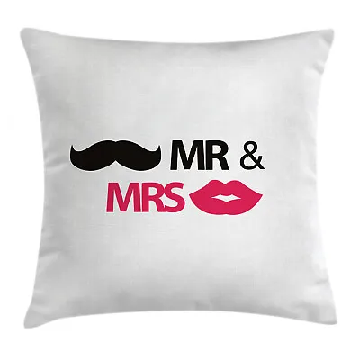 Retro Throw Pillow Cushion Cover Lips Moustache Mr Mrs • £25.99