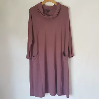 J Jill Wearever Cozy Fleece Dress Tunic 2X Sweatshirt Cowl Neck Purple Pockets • $24