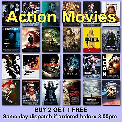 Poster Classic Action Movie Posters Film Gift For Husband Boyfriend HD Prints • £6.97