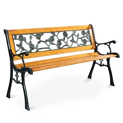 Outdoor Garden Bench Loveseat 2 Seater Park Chair Wood Slats Seat Weather Proof • £64.95
