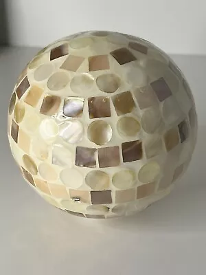 Decorative Ball Orb Sphere Mosaic Jar Bowl Fillers Home Decor Abalone Shell 4” • $19.95