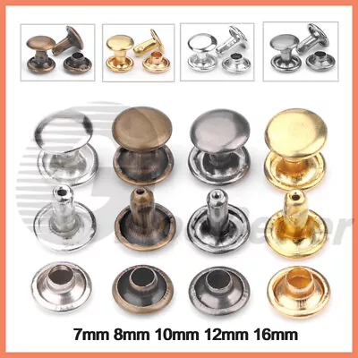 Double Cap Rivets 7mm 8mm 10mm 12mm 16mm Stud Rapid Rivets Leather Craft Repair • $3.51