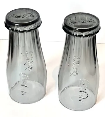 Coca Cola Glass 2x 2013 McDonalds Ltd Edition *Charcoal Grey Upside Down Bottle • $12.95