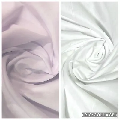 Plain PolyCotton Fabric Voile Egyptian Cotton Dress Lining Fabric 44inch Wide • £4.99