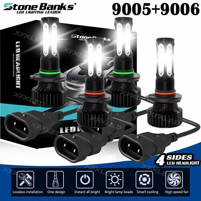 4-Sides Combo Super White 6000K LED Headlight Kit 9005 9006 Bulbs High+Low Beam • $18.89