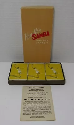 Vintage 1951 Hamilton Samba Canasta 3 Pack Tennis Themed Playing Cards Complete • $11.95