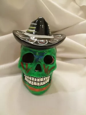 Mexican Folk Art Skull Ceramic Tea Light • $18.99