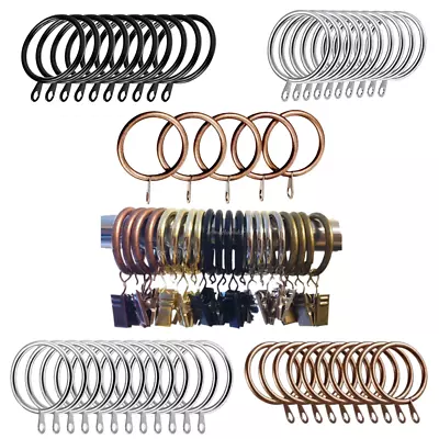 Heavy Duty Metal Curtain Rings Hanging Hooks Curtains Rods Pole Voile 12x30mm UK • £3.39