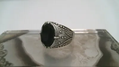 Mens Stunning 925 Silver Plated Fantasy Black Onyx Zircon Ring Size 11 • $19.99