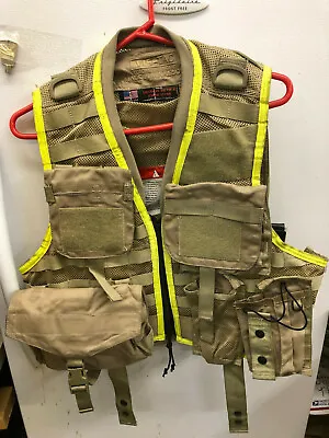 Vis-Tac Military Style Zipper LBV Load Bearing Vest W/ MOLLE Pouches Brown VGC • $65.99