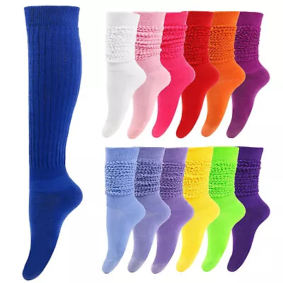 Slouch Socks Men Women Cotton Knit Scrunch Knee High Leg Warmers Stockings • $8.27