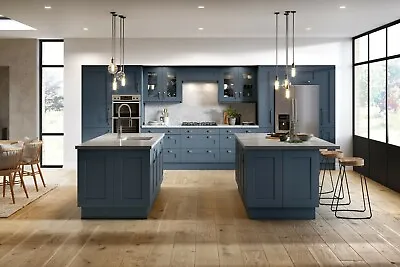 NEW Not EX-DISPLAY DARK BLUE SHAKER KITCHEN Units Cabinets Cupboards + Doors • £3200