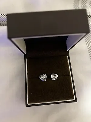 Silver Heart Logo Earrings Stud S925 Jewellery Gift Pandora New • £14.99