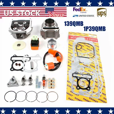 50mm Big Bore Cylinder Head Piston Kit For GY6 Scooter Moped 1P39QMB 139QMB • $62.39