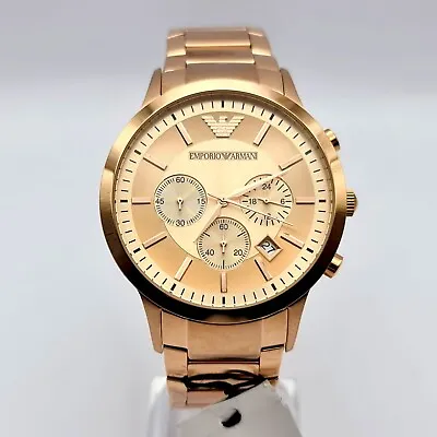 New Genuine Emporio Armani Renato Ar2452 Rose Gold Stainless Steel Men's Watch • £82.29