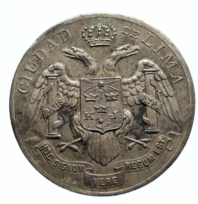 1906 PERU South America CORNERSTONE HYDROELECTRIC CO Antique Silver Medal I96282 • $558.80