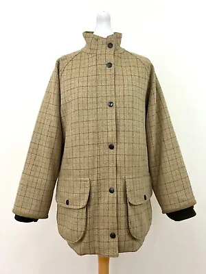 BARBOUR Tweed Merino Wool Jacket Size UK 12 EU 38 USA 8 Large Double Twist Coat • £179