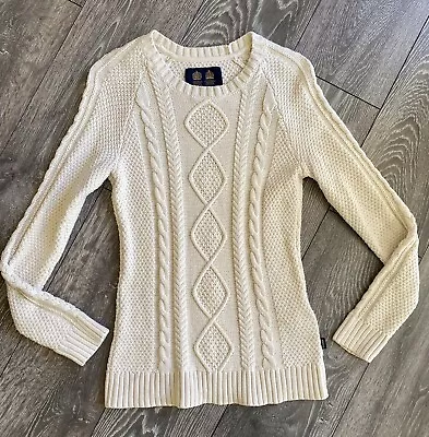 Musto Cable Knit Jumper Size 12 Beige Women’s Designer Sailor Free P&P • £19.99