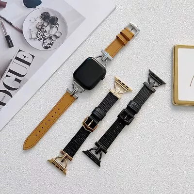 $1.99 • Buy Apple Watch Series 7 6 5 4 3 2 SE Genuine Leather Metal 45-41 Strap IWatch Band