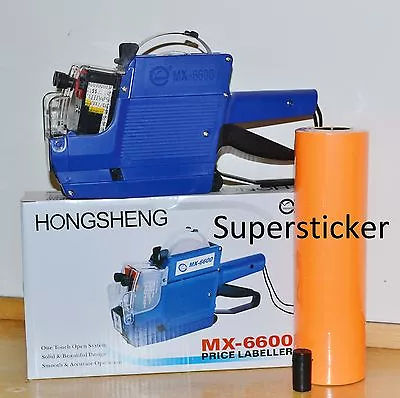 MX-6600 10 Digits 2 Lines Price Tag Gun Labeler +1 Ink + 5000 Orange Tags • $22.95