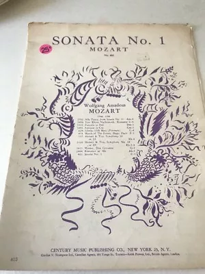 Vintage Sonata No. 1 Mozart Sheet Music • $4.99