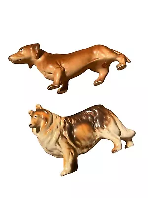 Lot Of 2 Ceramic Porcelain Dogs Dachshund & Collie JAPAN Made Vintage • $14.99