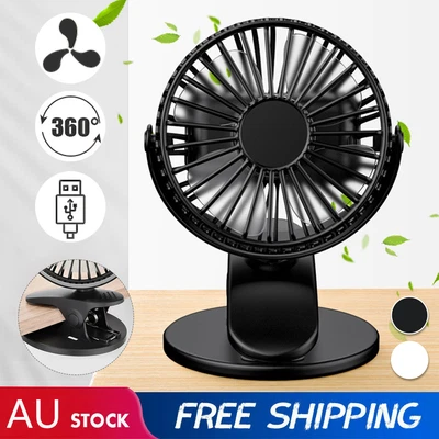 $11.99 • Buy Portable 360° Mini Fan Travel Rechargeable USB Clip On Desk Fan Pram Cot Car AU
