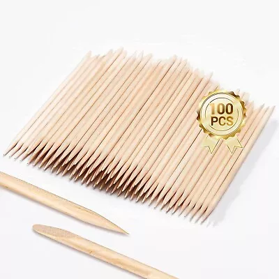 100 Pcs Nail Art Orange Wood Stick Cuticle Pusher Remover Pedicure Manicure Tool • $8.99