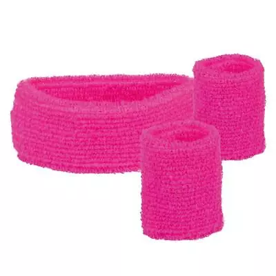 Boland Set Of 3 Sweatbands - Wrist And Headband - Neon Pink • £4.99