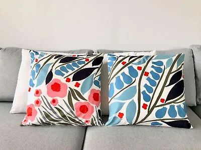 2 X Floral Cushion Covers Handmade Of Marimekko Fabric Scandinavian Style Home • $107.69