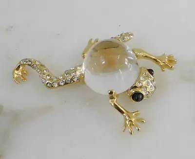 Vintage Signed Rare Weinberg New York Glass Jelly Belly Frog Brooch Pin • $39