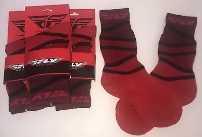 4 PAIR Fly Thick MX Socks Youth Red Black Motocross ATV Off-road New • $14