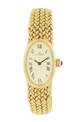 Movado 14k Yellow Gold Oval Ladies' Bracelet Watch With Off-white Dial 13mm • $1356