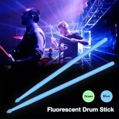 1Pair 5A Luminous Drum Stick Nylon Fluorescent Drumsticks Glow In The Dark❤ • $14.57