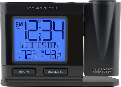 La Crosse Technology 616-41667-INT Black Atomic Projection Alarm Clock With Temp • $66.99
