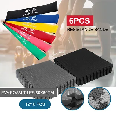 $8.99 • Buy Resistance Bands Strength Exercise Fitness Gym EVA Foam Flooring Mat Tiles
