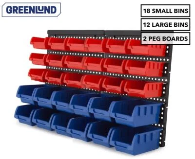 $24.59 • Buy 30 Bins Tool Organiser Wall Mounted Holder Garage Storage For Parts Nuts Bolts