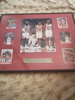  VTG Michael Jordan  NBA Chicago Bulls 72-10 Framed Team Photo 1995/96 W/ Cards • $17.96