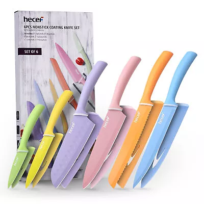 6Pcs Kitchen Knife Set Stainless Steel Colour Coded Non-Stick Cooking Knife Set • $14.99