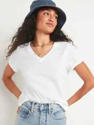 $10.99 • Buy NWT Old Navy White Soft EveryWear Slub-Knit V-Neck Tee T-Shirt For Women S M