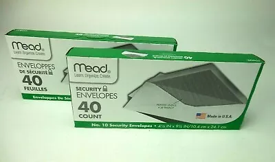 80 Mead Security Envelopes Two 40 Count Boxes 4 1/8  X 9 1/2  • $14.84