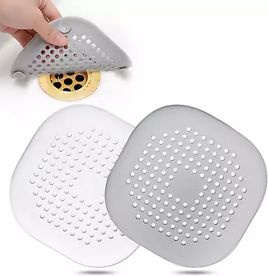 Hair CatcherSquare Hair Drain Cover For Shower Silicone Hair Stopper With Sucti • £9.59