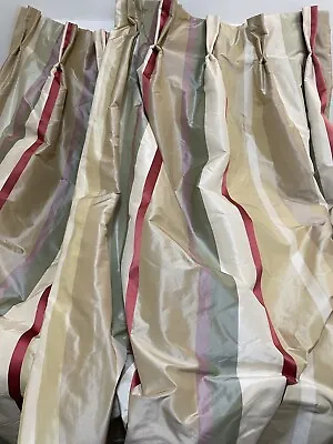 LAURA ASHLEY COUNTRY HOUSE Gold Red INTERLINED BLACKOUT CURTAINS 48 WX67 D • £109