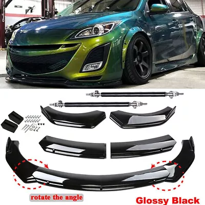 For Mazda 3 Mazdaspeed3 Front Bumper Lip Body Kit Spoiler+Splitter Gloss Black+ • $59.99